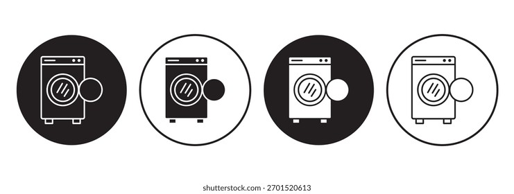 Icono de lavadora. Ilustración vectorial con trazo y relleno sobre un fondo blanco.