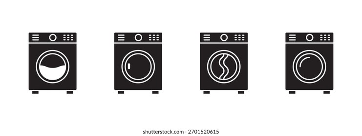 Washing machine icon .Vector illustration with stroke and fill on a white background.