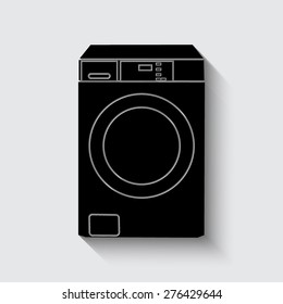 Washing machine icon , vector illustration with shadow on a grey background