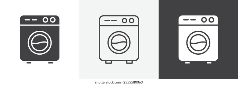 Washing machine icon vector set for ui designs