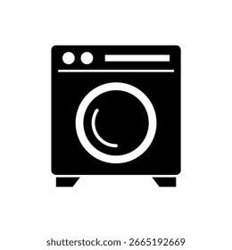 Washing machine icon, vector silhouette isolated on a white background. Simple and modern design.