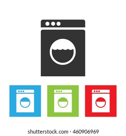 Washing machine icon. Washer abstract logo isolated on white background. Flat vector illustration.