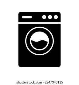 Washing machine icon. Washer. Black silhouette. Front view. Vector simple flat graphic illustration. Isolated object on a white background. Isolate.