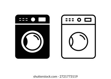 Ícone da máquina de lavar. Ícone do vetor de lavagem. Washer plano e design de sinal de linha. Pictograma do símbolo da máquina de lavar