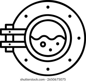 Washing Machine Icon with Water and Bubbles