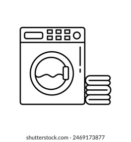 washing machine icon with white background vector stock illustration