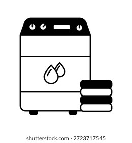 Icono de lavadora con fondo blanco Vector Ilustración de stock