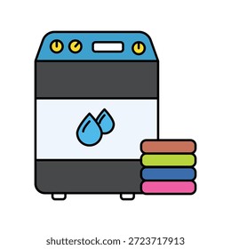 Icono de lavadora con fondo blanco Vector Ilustración de stock