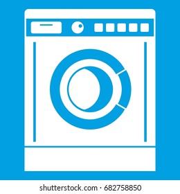 Washing machine icon white isolated on blue background vector illustration