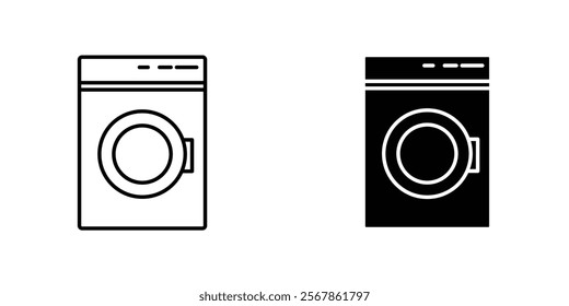 Washing machine icons collection in Filled flat and thin line style.