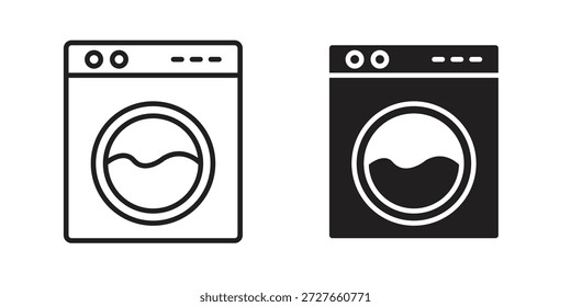 Iconos de la lavadora colección. Iconos planos lineales delgados y negros