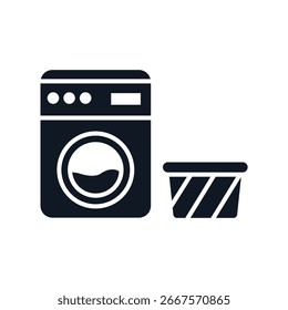Iconos de la lavadora aislados en el fondo blanco. Diseño de estilo plano