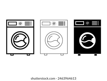 Washing machine icons on a white background. Vector image.fill and stoke