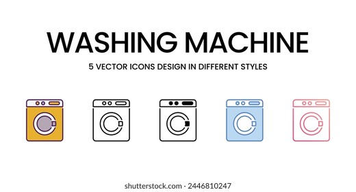 Iconos de la lavadora establecidos en ilustración de stock de Vector de estilo diferente