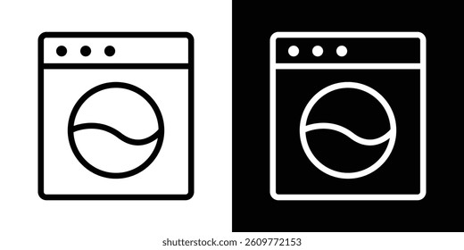 Washing machine icons vector set in stroke line style
