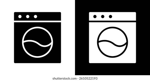 Washing machine icons vector set in solid flat style