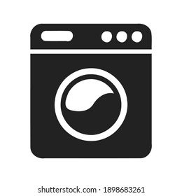 Washing machine illustration. Cleaning and laundry equipment icon vector