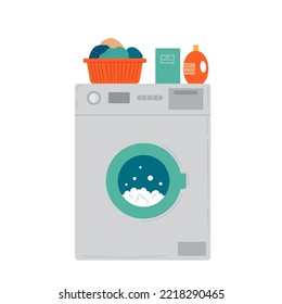 Washing machine isolated. Flat style illustration. Vector.