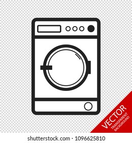 Washing Machine Isolated - Front View - Editable Vector - Isolated On Transparent Background