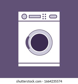 Washing machine in isolated. Household kitchen appliances. Vector flat illustration.