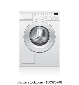 Washing machine isolated on white photo-realistic vector illustration