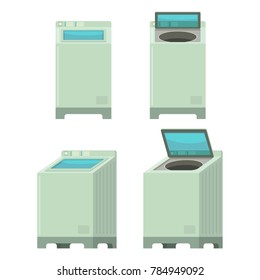 washing machine isolated top cover equipment washing clothes white background