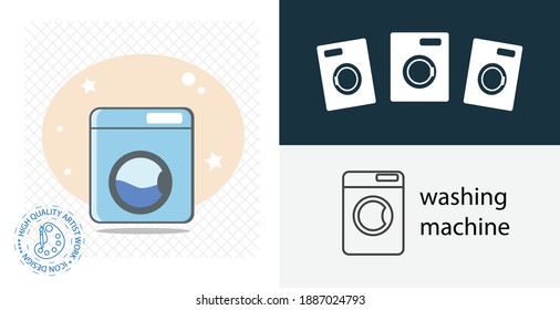 Washing machine isolated vector icon. Appliances design element