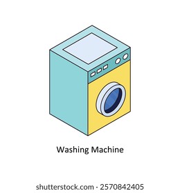 Washing Machine isometric Colored illustration. EPS File stock illustration