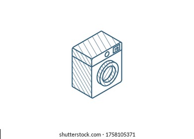 washing machine isometric icon. 3d vector illustration. Isolated line art technical drawing. Editable stroke