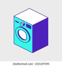 Ilustración del icono vectorial isométrico de la máquina de lavado