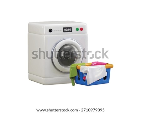 Washing machine with laundry basket icon 3d render concept of washing machine with laundry basket household or laundry equipment icon vector illustration