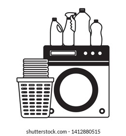 washing machine laundry bottles spring cleaning tools vector illustration