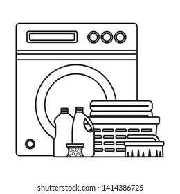 washing machine laundry bottles spring cleaning tools vector illustration