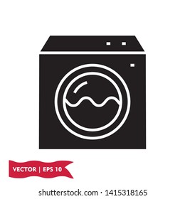 washing machine laundry flat icon symbol sign, vector, eps 10