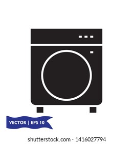 washing machine laundry flat icon symbol sign, vector, eps 10