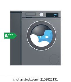 Washing machine and laundry flat vector illustration.