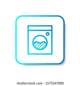 washing machine laundry icon in outline with stripes style in gradient blue color, suitable for mobile and web UI, app button,  infographic, etc