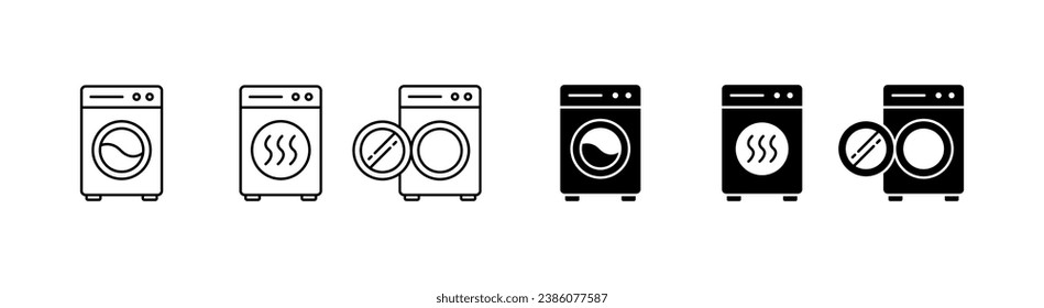 Lavadora, icono de lavandería. Señal del lavaparabrisas. Icono vectorial de lavadora. EPS 10