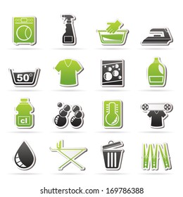 Washing machine and laundry icons - vector icon set