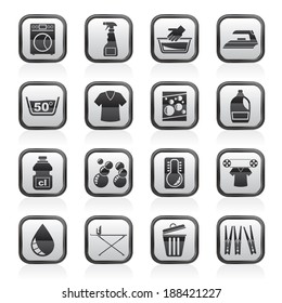 Washing machine and laundry icons - vector icon set