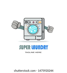 washing machine for laundry logo ."super laundry" - Illustration