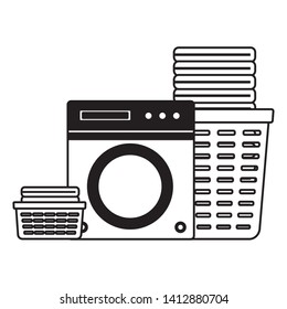 washing machine laundry spring cleaning tools vector illustration