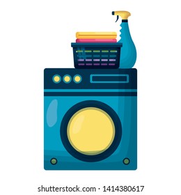 washing machine laundry spring cleaning tools vector illustration