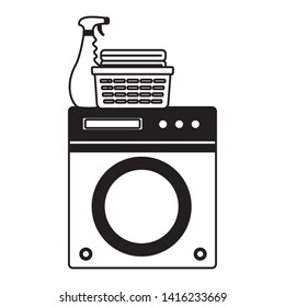 washing machine laundry spring cleaning tools vector illustration