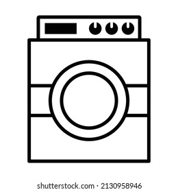 washing machine line art icon vector template