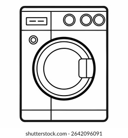 Washing Machine Line Art – Minimalist Home Appliance Illustration