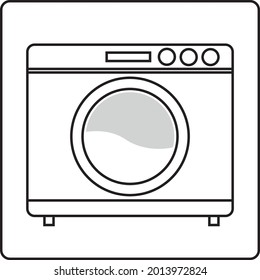 washing machine line art vector, black color.