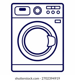 Washing machine line art vector on white background.