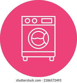 Washing Machine line circle icon vector image. Can also be used for web apps, mobile apps and print media.