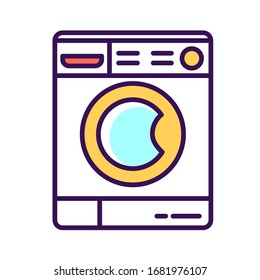 Washing machine line color icon. Household equipment. Сleaning service. Outline pictogram for web page, mobile app, promo.